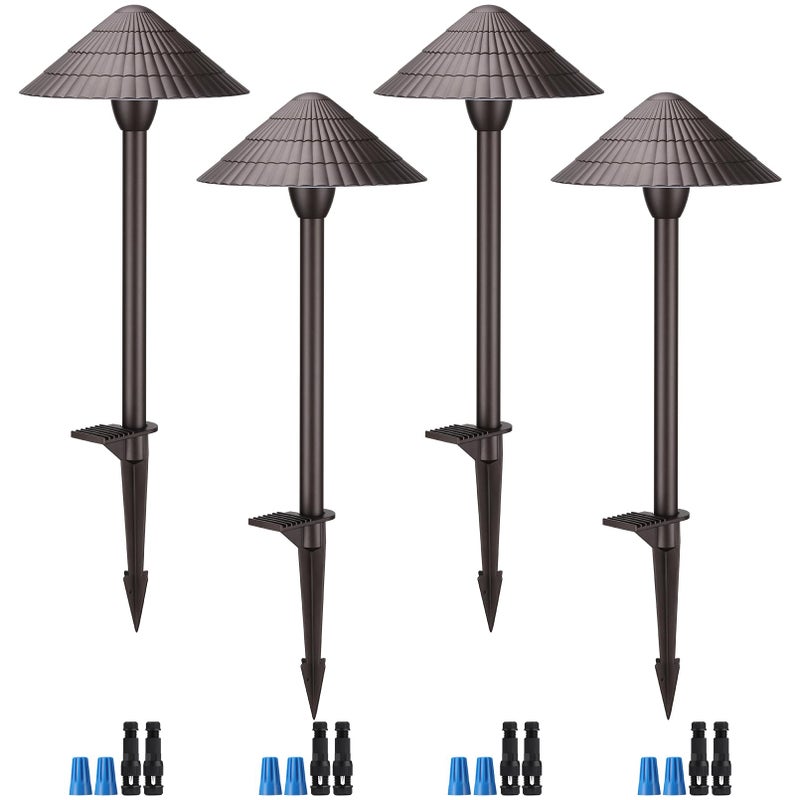 LEONLITE 5CCT Low Voltage Landscape Lights, 3W, 12-24V AC/DC, Pathway Lighting Wired, IP65 Waterproof Light for Yard Lawn, ETL Listed, Oil Rubbed Bronze Aluminum Housing, 1800K-5000K, Pack of 4 - Image 1